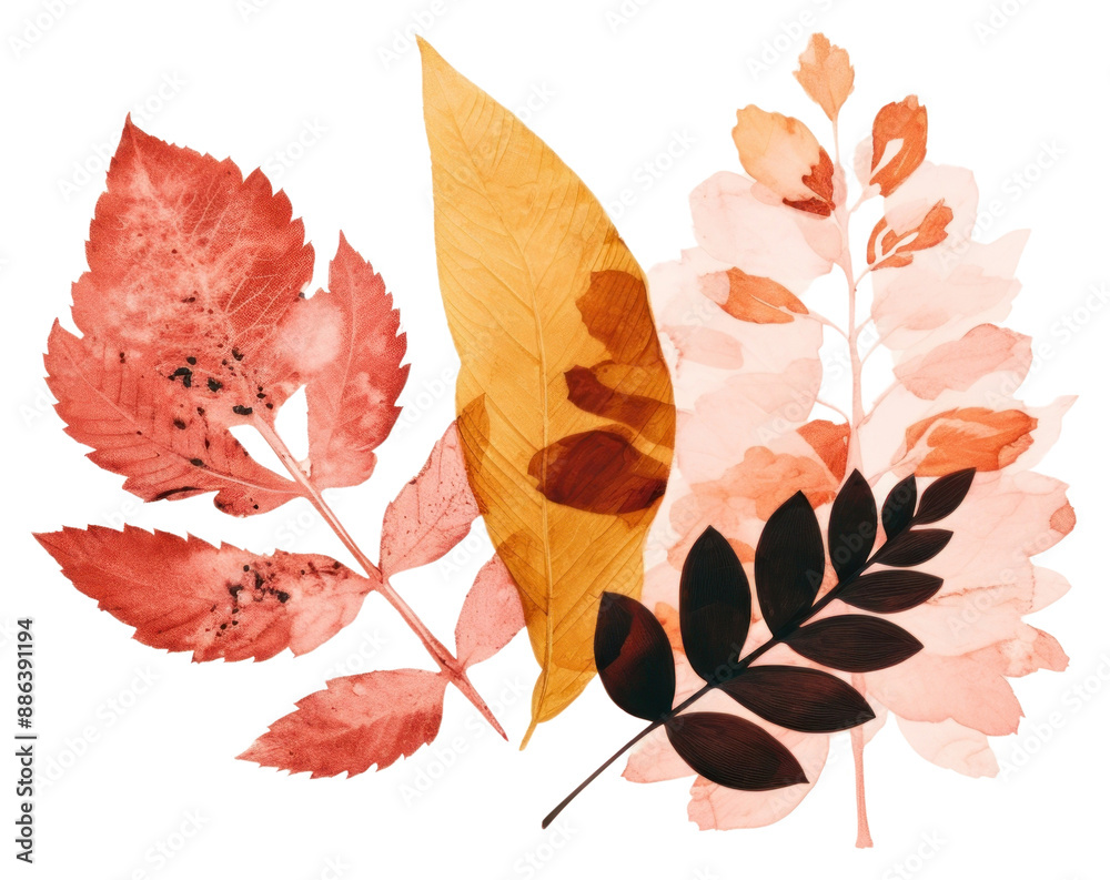 Poster png fall leaves art pattern plant.