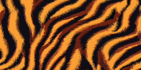 Tiger Skin Pattern Vector Illustration Exotic Texture. Animal Striped Skin Fur Pattern Texture Background