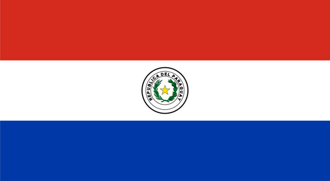 Paraguay flag official isolated on png or transparent background vector illustration.  