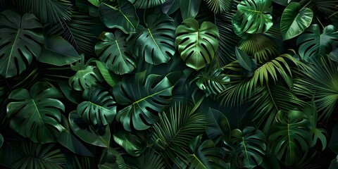 Fototapeta premium Tropical Leaf Wall - Cinematic Green Background