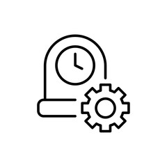 Clock repair outline icons, minimalist vector illustration ,simple transparent graphic element .Isolated on white background