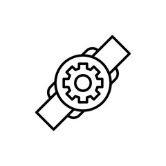 Clock repair outline icons, minimalist vector illustration ,simple transparent graphic element .Isolated on white background