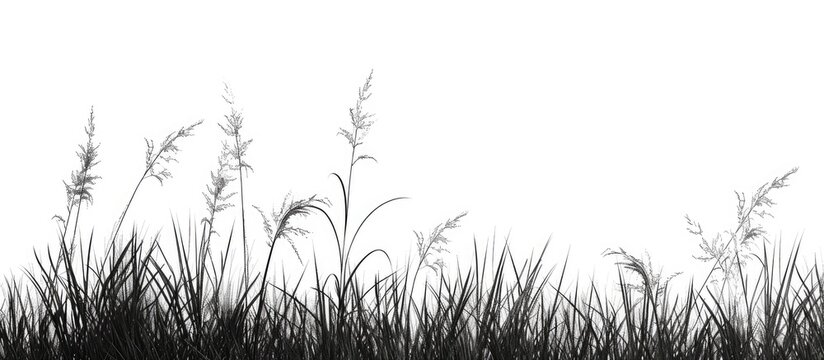 Grass silhouette borders on a white background showcase a copy space image.