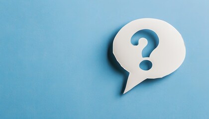 White Speech Bubble With Question Mark on Blue Background