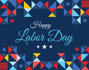 Obraz premium Happy Labor Day vector design with shapes and typography in the center, background