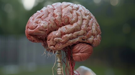 Human Brain Anatomy with Veins and Arteries.