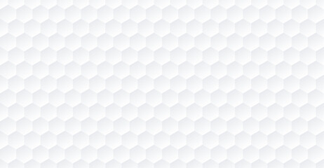 White hexagon seamless pattern in 3d paper art style, vector illustration.