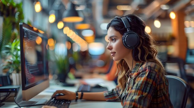 Customer Support Agent Providing Online Assistance in Cozy Workspace