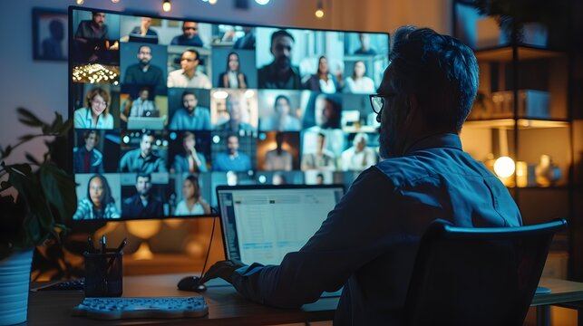 Diverse Global Business Team Conducting International Video Conference for Digital Communication and Networking