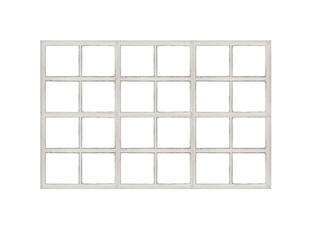 A large white window with many sections inside is isolated.	