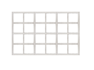 A large white window with many sections inside is isolated.	