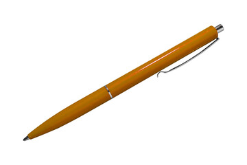 Orange pen isolated on on transparent background in diagonal position.	