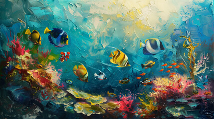 Fototapeta premium Tropical Fish on a Vibrant Coral Reef: Underwater Beauty