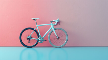 Fototapeta premium road bike minimal pastel background 3d rendering background.