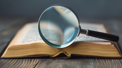Magnifying Glass on Open Book.