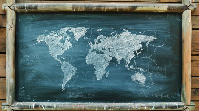 Chalkboard with World Map