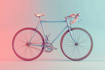 Obraz premium road bike minimal pastel background 3d rendering background.