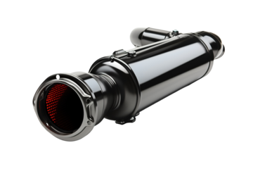 Polished Stainless Steel Exhaust Pipe Bend for Performance Vehicles on a White or Clear Surface PNG Transparent Background