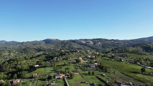 Veduta aerea dell'Alta Valle del fiume Sacco. Olevano Romano - Bellegra - Roma - Lazio - Italia
