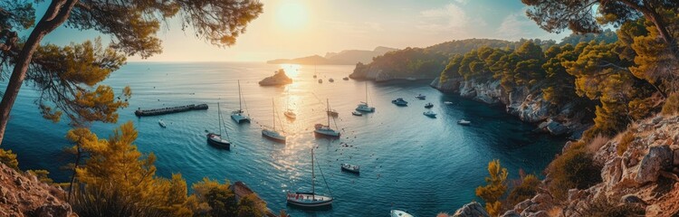 Obraz premium Sunset View Over the Mediterranean Sea