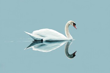 Fototapeta premium Elegant Swan with Reflective Ripples