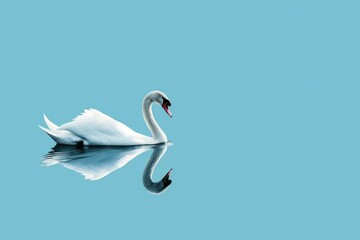 Majestic White Swan on Azure Lake