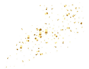 Gold falling Rectangle foil confetti. Festive pattern