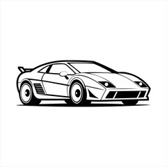 Classic Sports Car Line Art Illustration