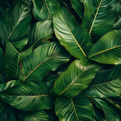 "Close-Up Tropical Green Leaf Background: Fresh Wallpaper Banner Concept"