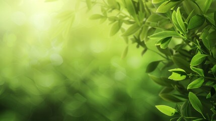 Obraz premium Lush green foliage basking in warm sunlight in spring