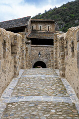 Villefranche, France, 05-24-2024. Old fortified bridge in the city of  Villefranche de conflent,...