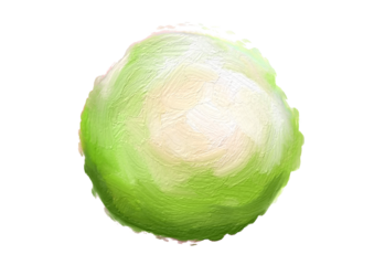 green and white circles, oil paint brush strokes, impasto style