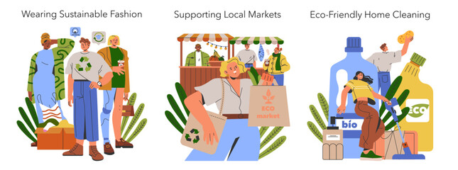 Obraz premium Sustainability Lifestyle. Flat Vector Illustration