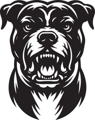 Aggressive Pitbull Vector Illustration Silhouette. 