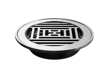 A Polished Square Drain With A Gridded Cover on a White or Clear Surface PNG Transparent Background
