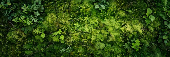 Obraz premium top view green moss forest nature texture background