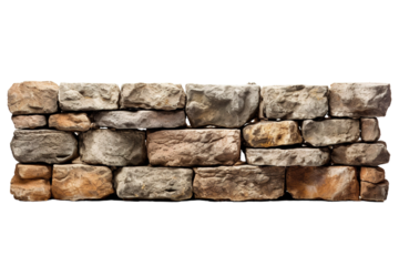 A Sun-Drenched Stone Wall Weathered by Time on a White or Clear Surface PNG Transparent Background