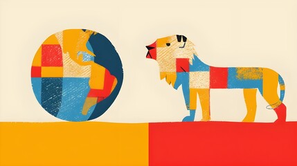 Fototapeta premium World lion day poster 
