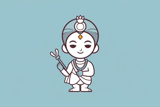 recommend clip art: Illustration of krishna face with clearity of work. Generative ai.