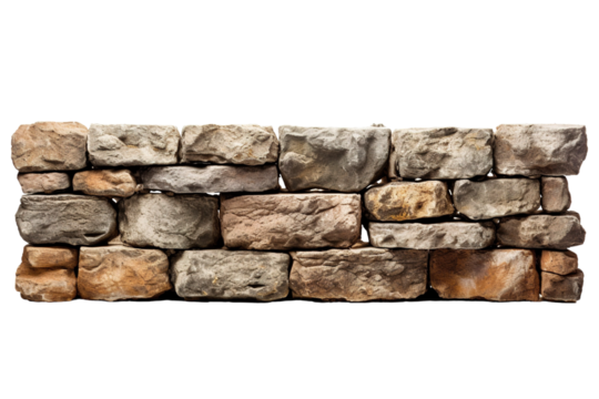 A Sun-Drenched Stone Wall Weathered by Time on a White or Clear Surface PNG Transparent Background