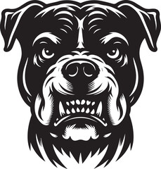 Angry Pitbull Vector Illustration Silhouette. Vector logo of a mad dog