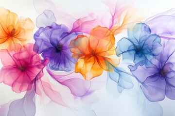 Obraz premium Creative image of pastel blue Hydrangea flowers on artistic ink background. Top view with copy space