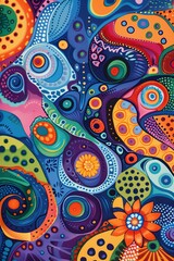 Fototapeta premium Vibrant Abstract Pattern with Circles and Swirls Patterns