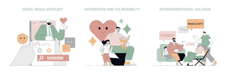 Fototapeta premium male vulnerability. Flat Vector Illustration