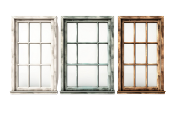 Three Arched Windows: A Glimpse Through Time and Light on a White or Clear Surface PNG Transparent Background