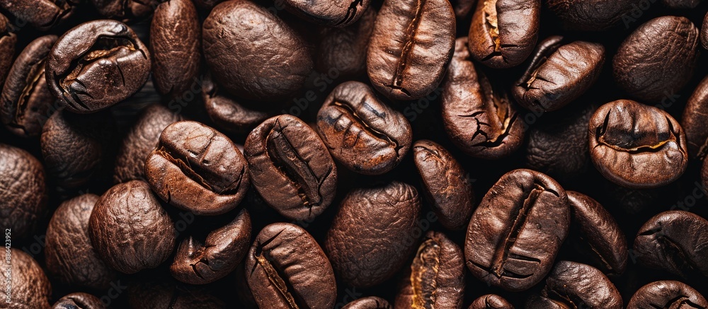 Poster close up coffee beans with copy space image