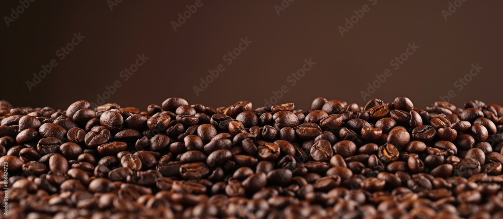 Aufkleber stack of roasted coffee beans with copy space image