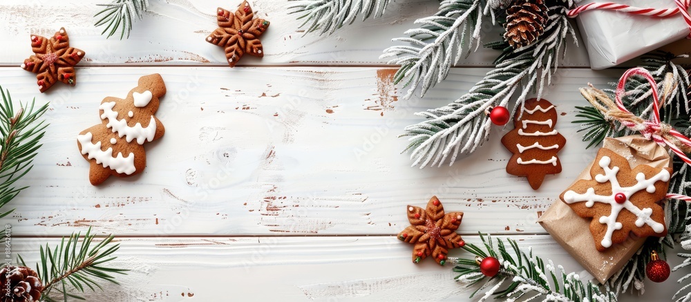 Poster capture the festive vibe with a top down view of a christmas and new year holiday scene featuring re