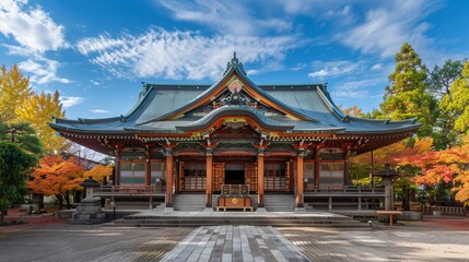Fototapeta premium Chiba, Japan - November 3, 2019: The ancient building of Naritasan Shinshoji Temple, situated in central Narita, Chiba, Japan.