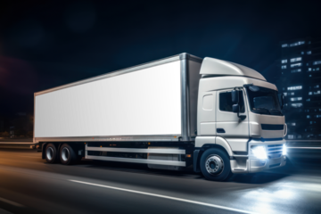 Trailer truck png mockup, transporting vehicle, transparent design